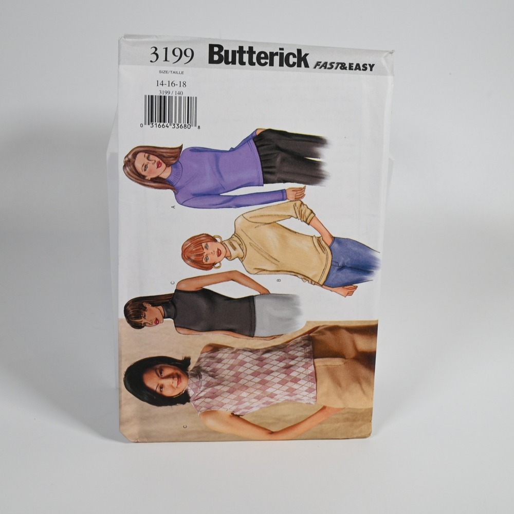 Butterick Sewing Pattern 3199 Misses Size 14-16-18 Uncut Factory Folded